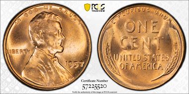 1957 1C MS67RD