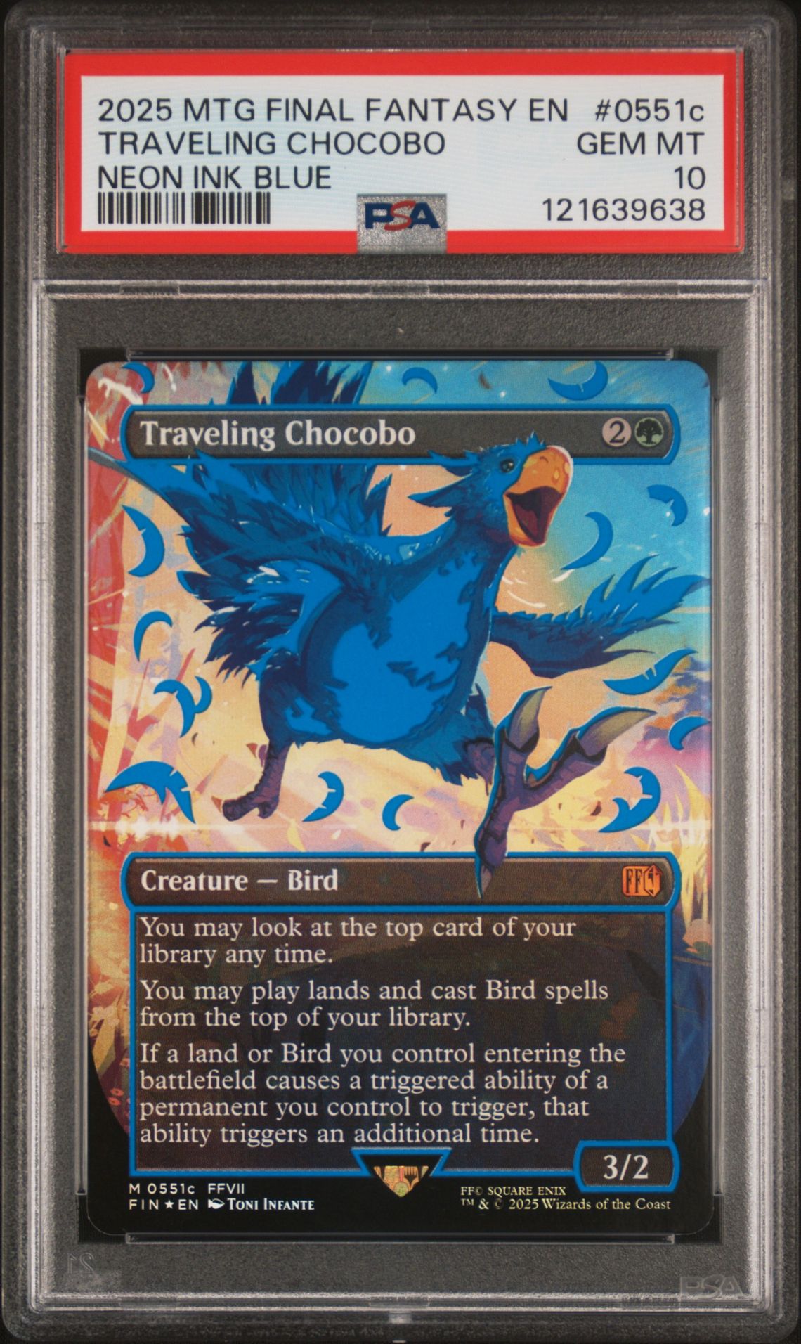 2025 MTG MAGIC THE GATHERING FINAL FANTASY NEON INK BLUE #0551C Traveling Chocobo front