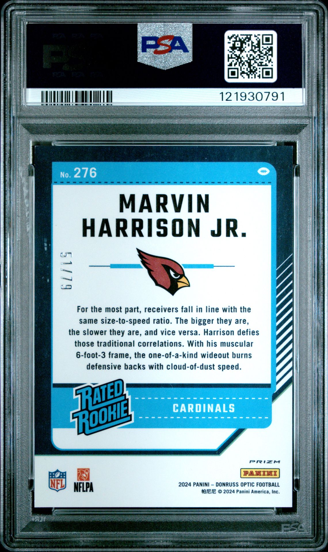 2024 Panini Donruss Optic Marvin Harrison Jr. #276 (Orange Scope) Mint 9 back