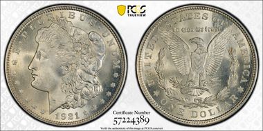 1921 $1 Morgan MS67