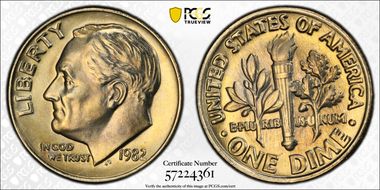 1982 10C No Mintmark - Strong MS67+ FB