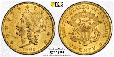 1860 $20 AU58
