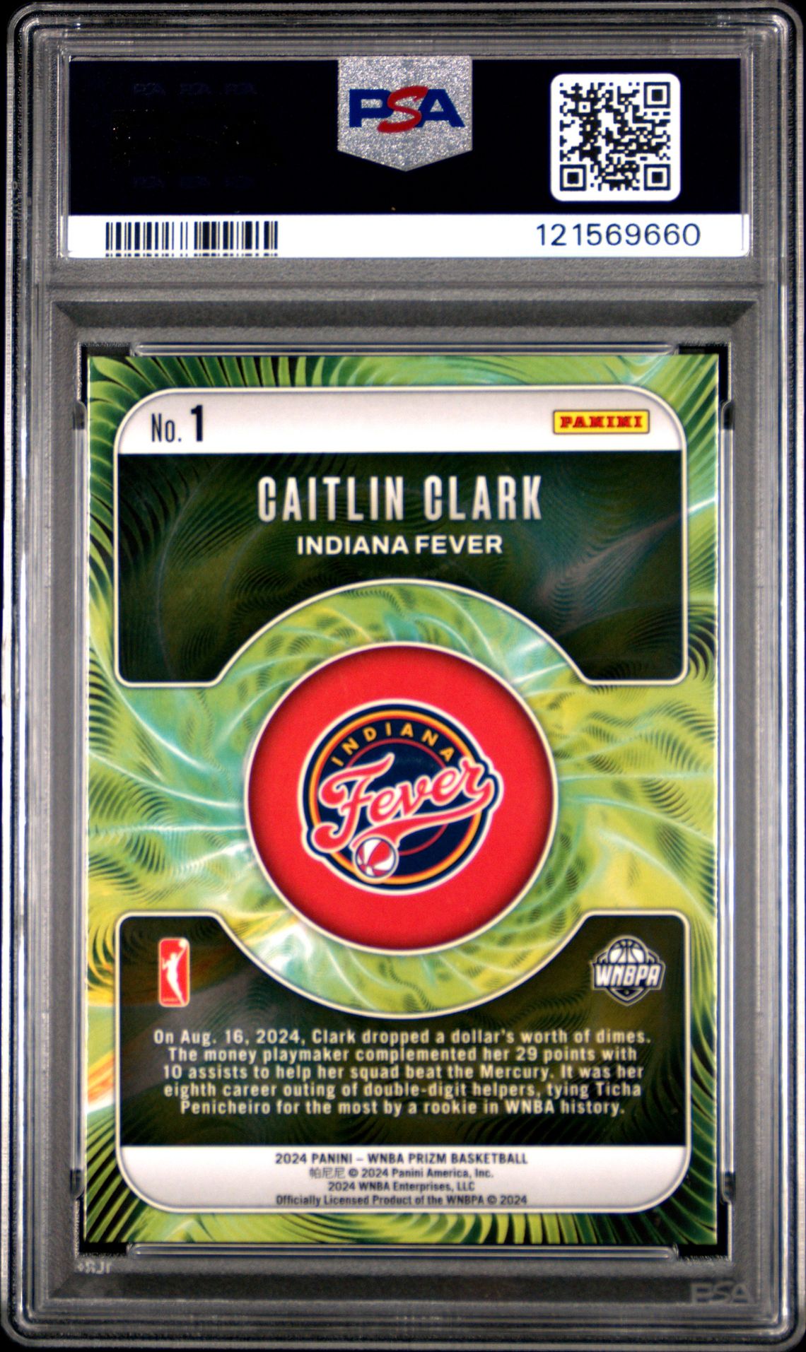 2024 Panini Prizm Wnba Fractal Caitlin Clark #1 Mint 9 back