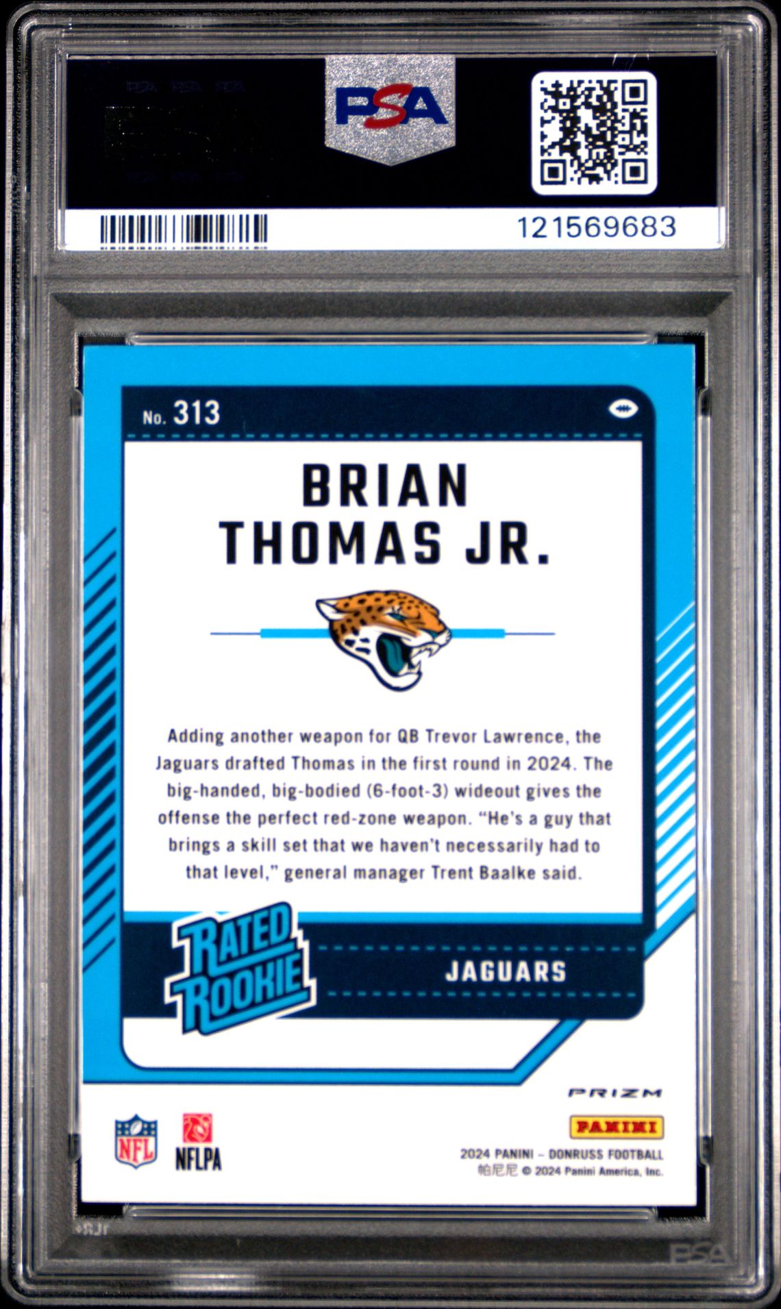 2024 Panini Donruss Brian Thomas Jr. #313 (Optic Preview-Pink) Mint 9 back