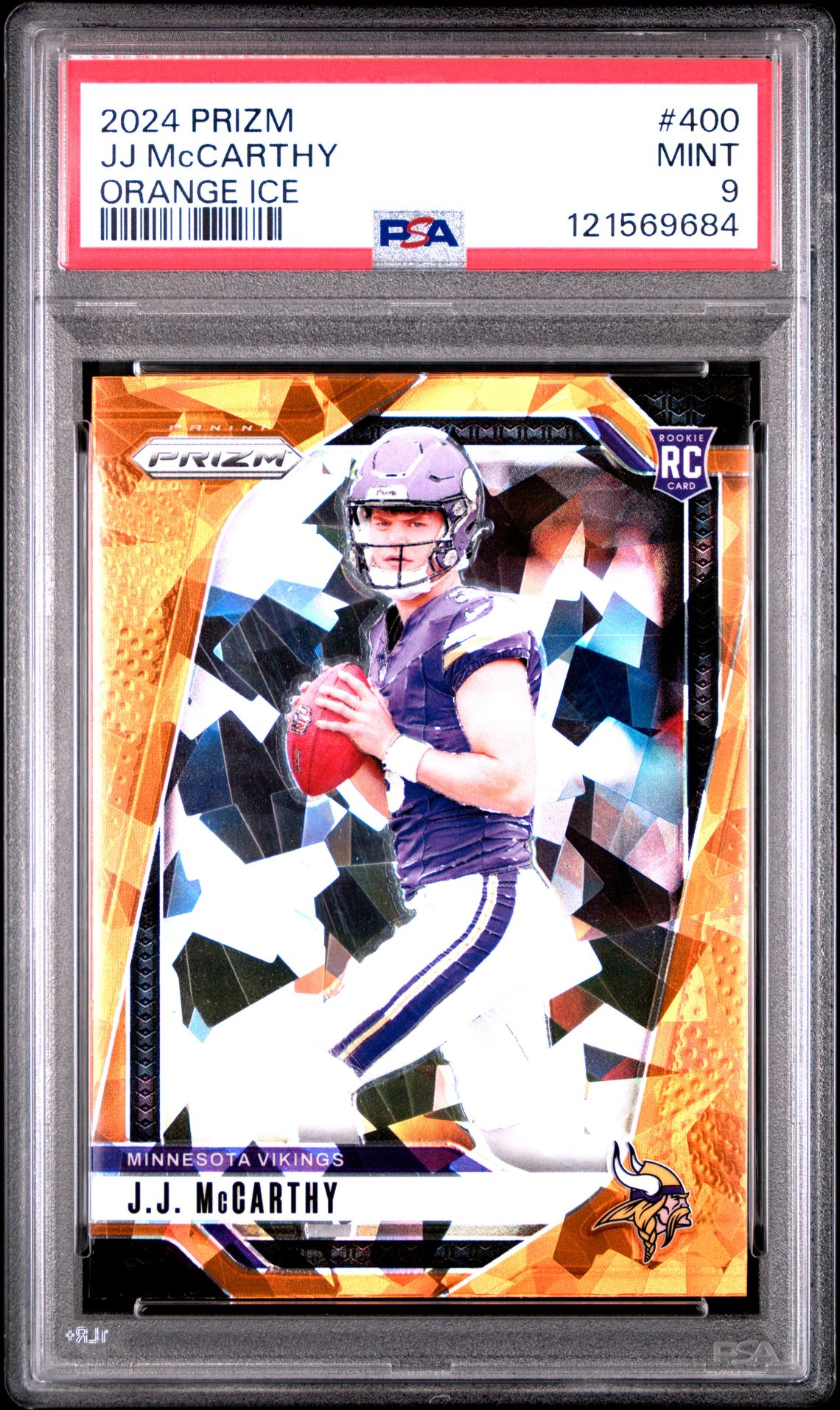 2024 Panini Prizm Jj Mccarthy #400 (Orange Ice) Mint 9 front