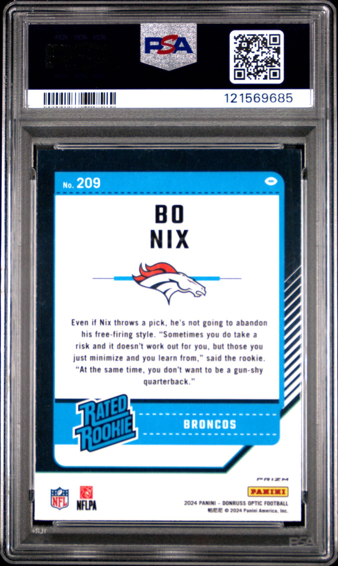 2024 Panini Donruss Optic Bo Nix #209 (Stars) Mint 9 back