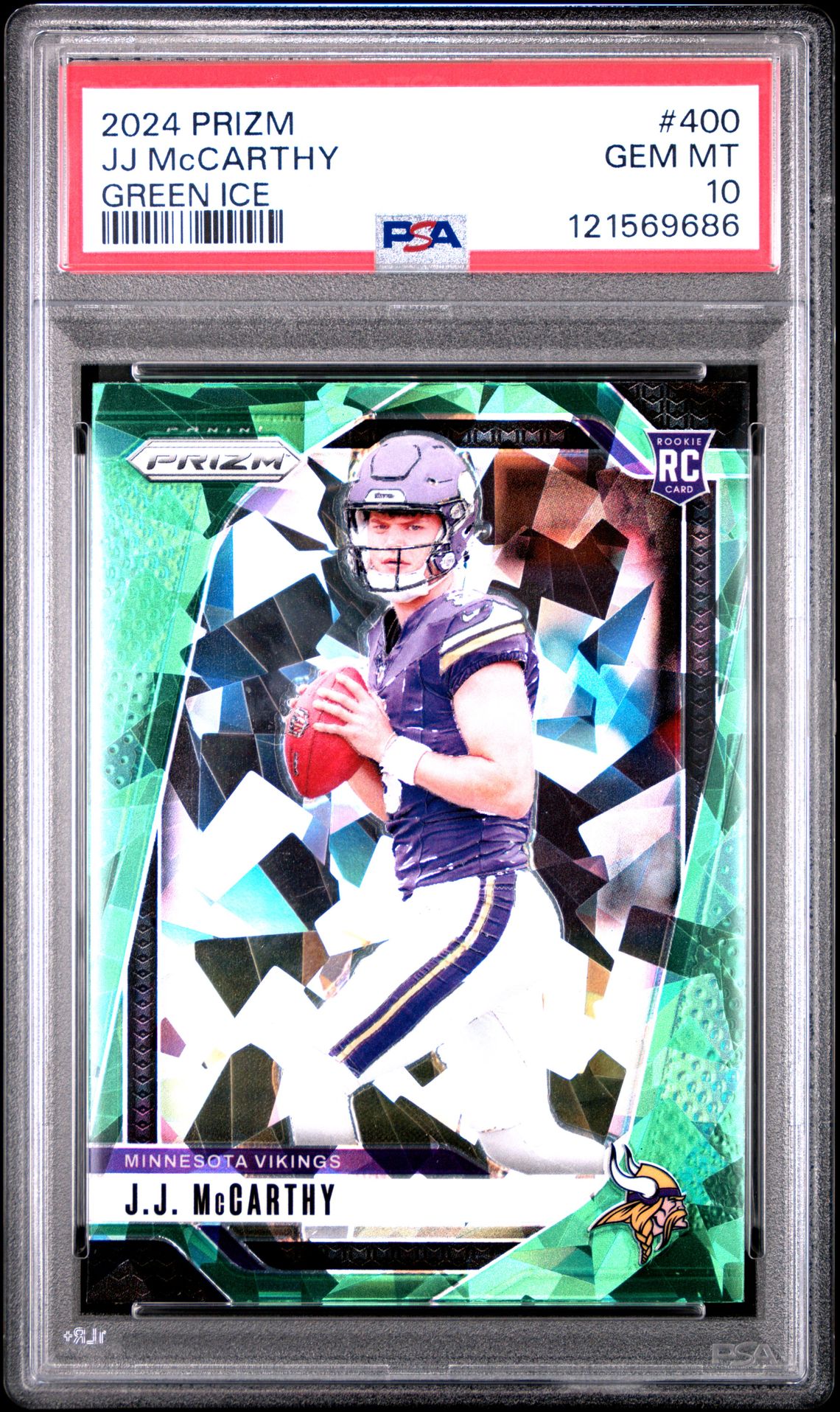 2024 Panini Prizm Jj Mccarthy #400 (Green Ice) Gem Mt 10 front