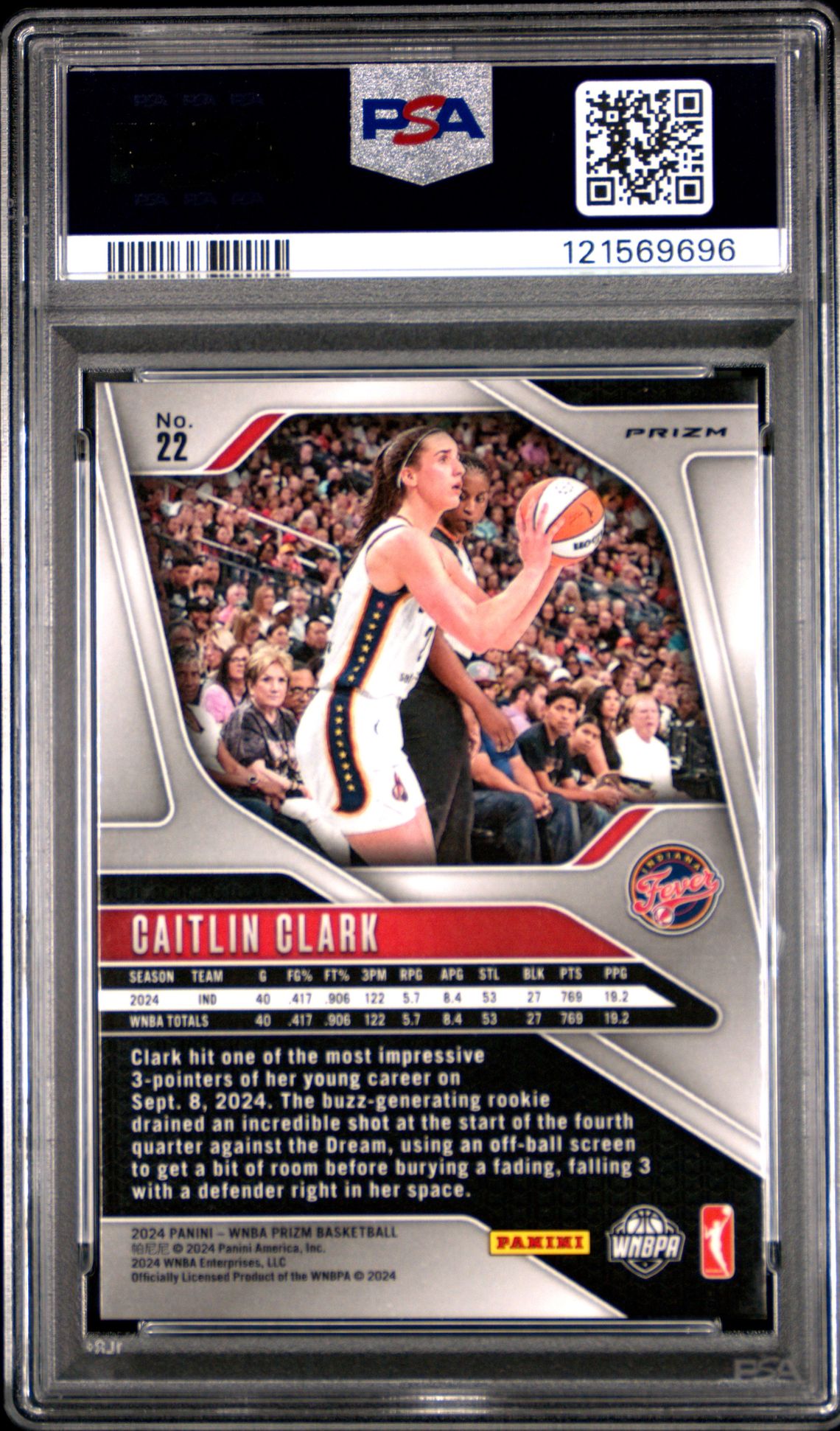 2024 Panini Prizm Wnba Caitlin Clark #22 (Green Prizm) Mint 9 back