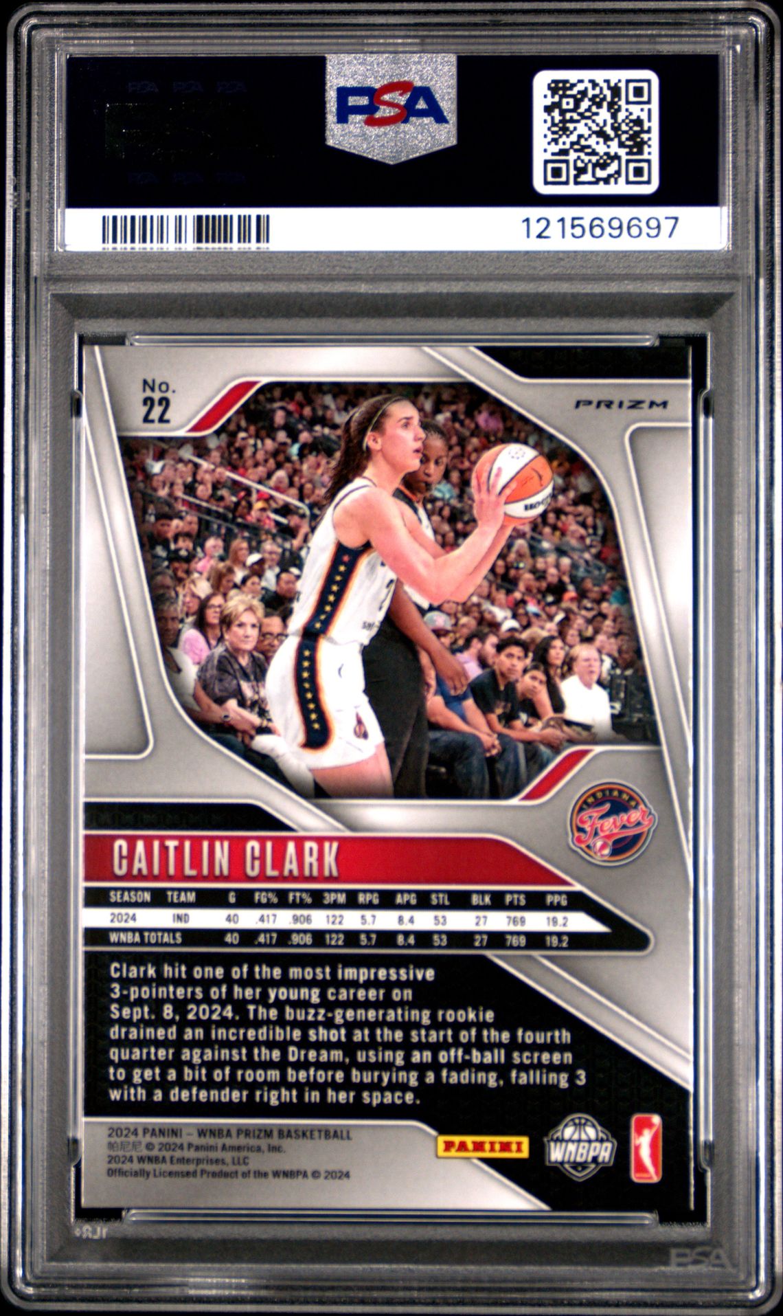 2024 Panini Prizm Wnba Caitlin Clark #22 (Green Prizm) Mint 9 back