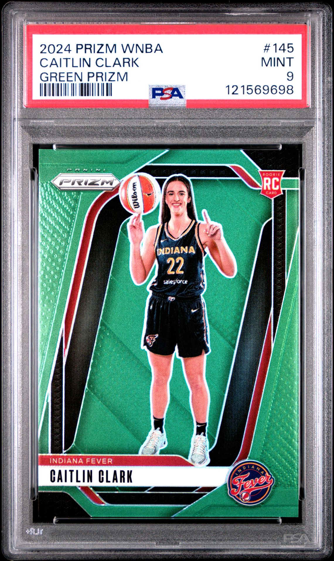 2024 Panini Prizm Wnba Caitlin Clark #145 (Green Prizm) Mint 9 front