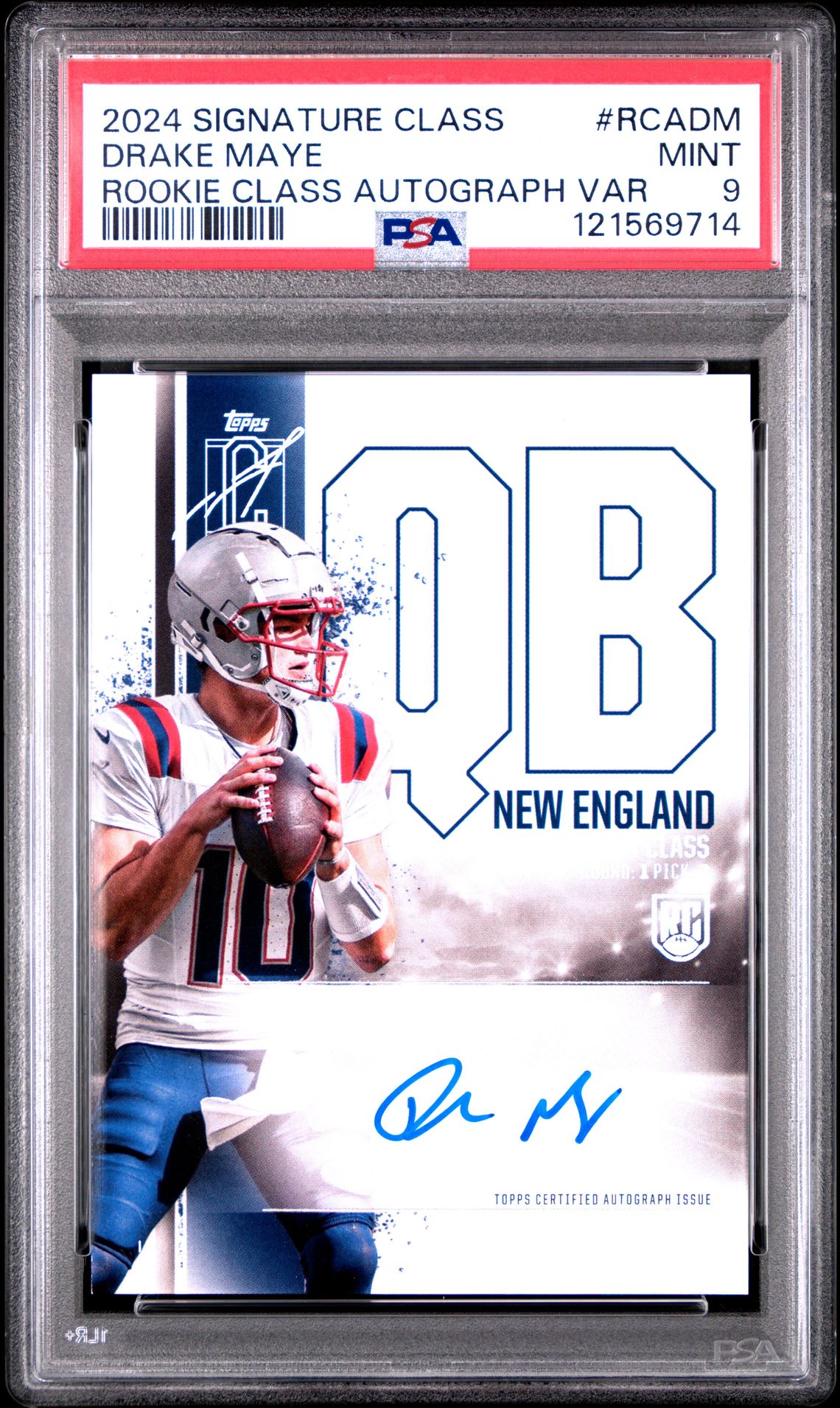 2024 Topps Signature Class Rookie Class Autograph Variation Drake Maye #Rcadm (Rookie Class Autograph Var) Mint 9 front
