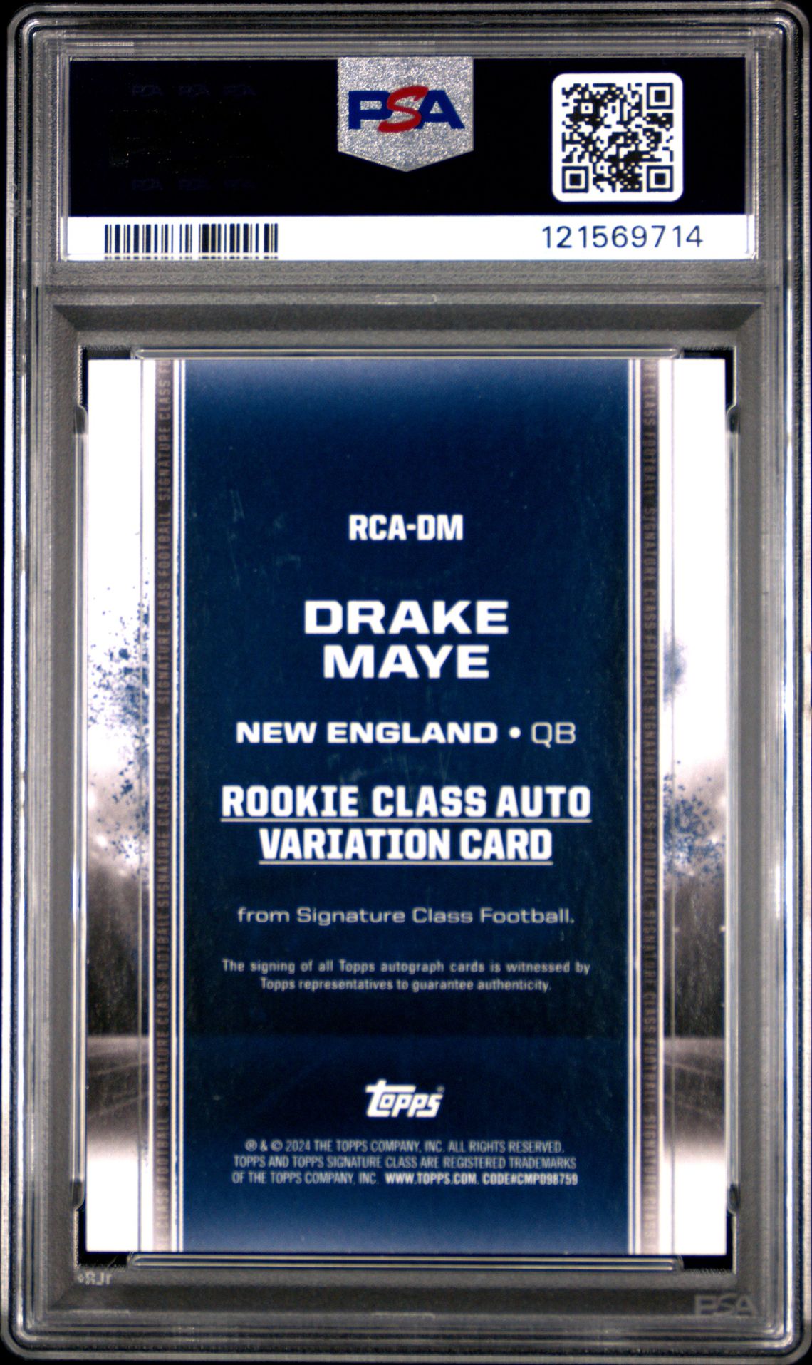 2024 Topps Signature Class Rookie Class Autograph Variation Drake Maye #Rcadm (Rookie Class Autograph Var) Mint 9 back