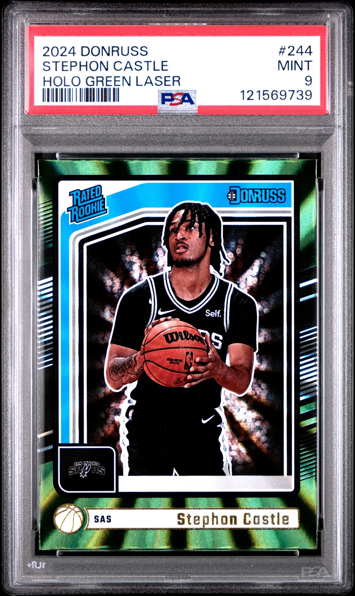 2024 Panini Donruss Stephon Castle #244 (Holo Green Laser) Mint 9 front