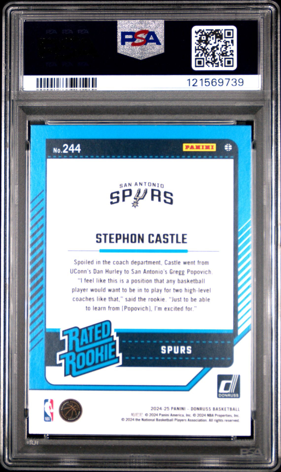 2024 Panini Donruss Stephon Castle #244 (Holo Green Laser) Mint 9 back