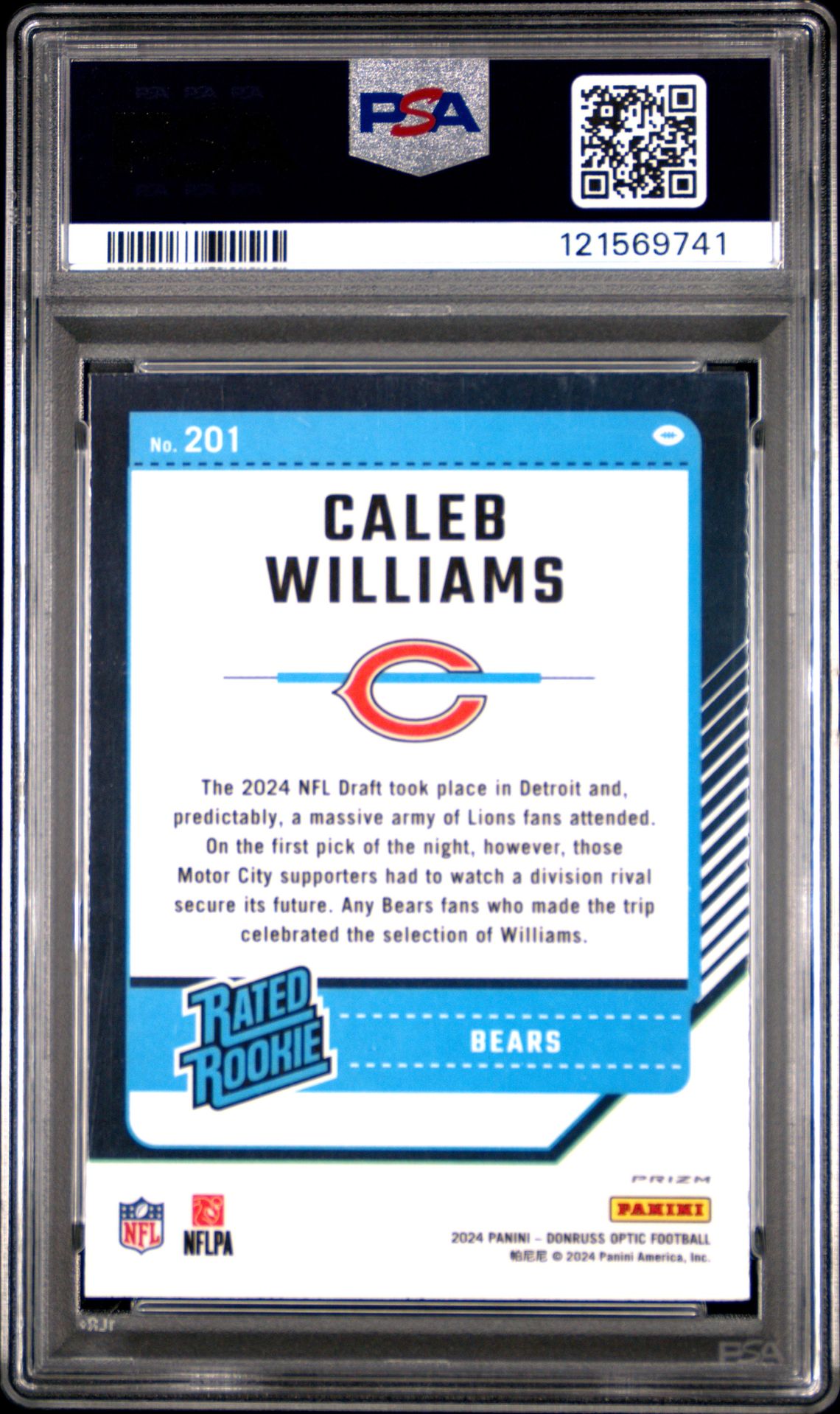 2024 Panini Donruss Optic Caleb Williams #201 (Green Velocity) Mint 9 back