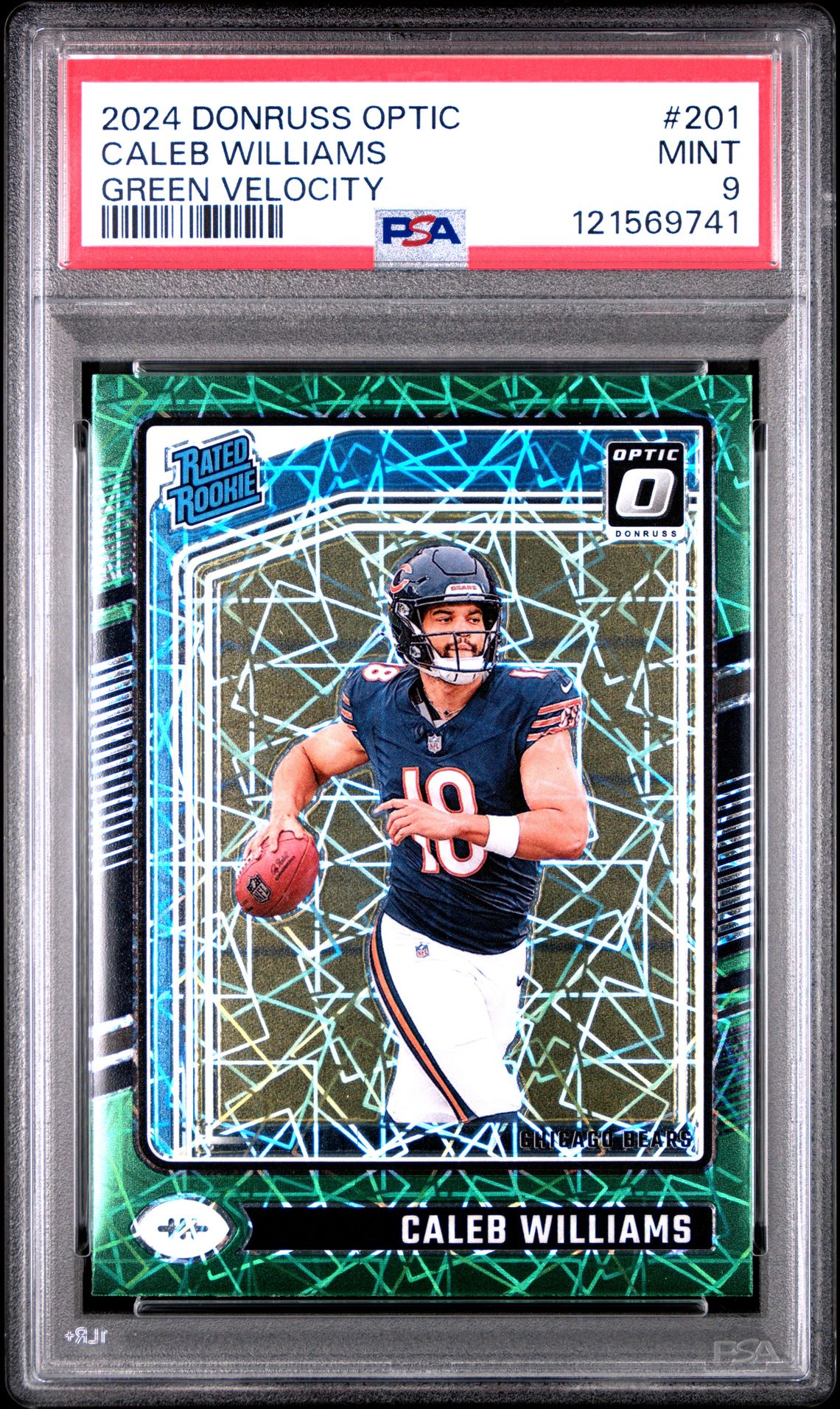 2024 Panini Donruss Optic Caleb Williams #201 (Green Velocity) Mint 9 front