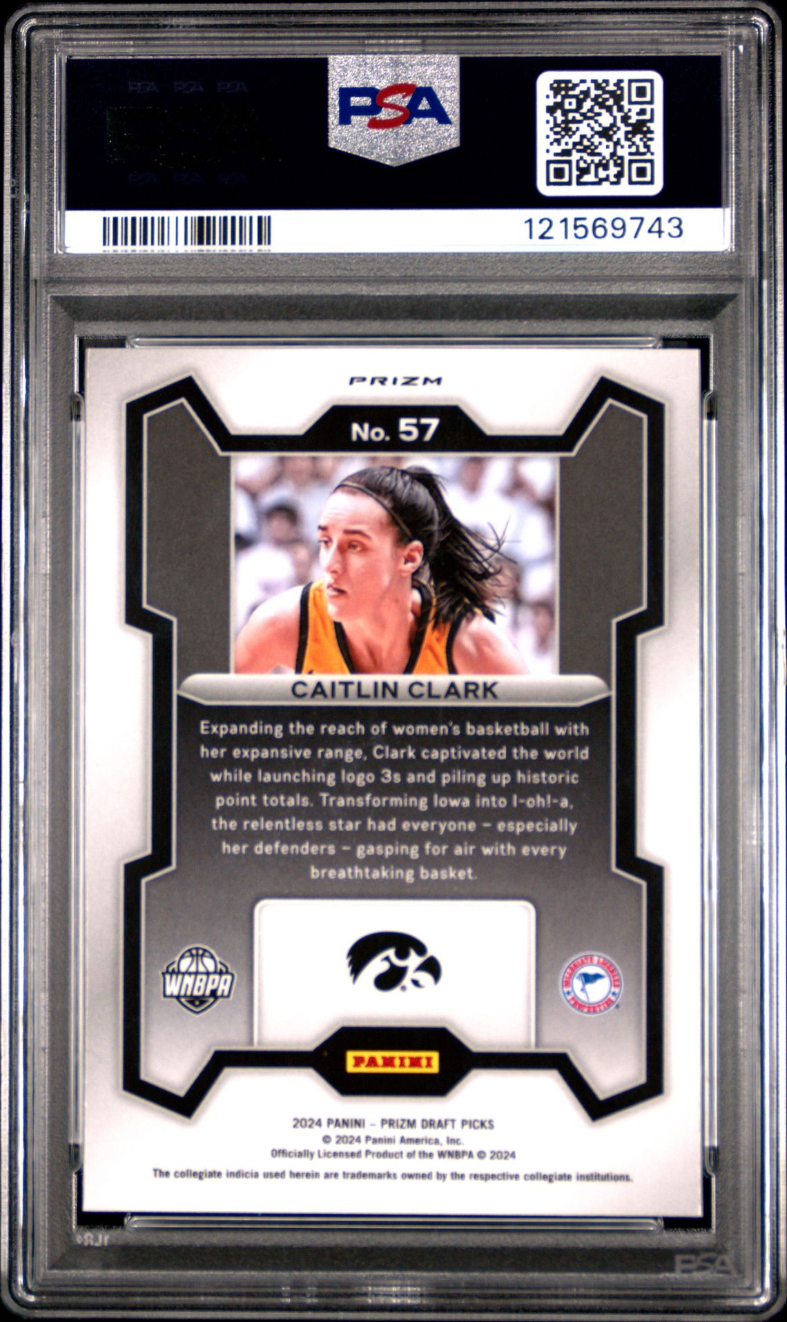 2024 Panini Prizm Draft Picks Caitlin Clark #57 (Silver Prizm) Mint 9 back