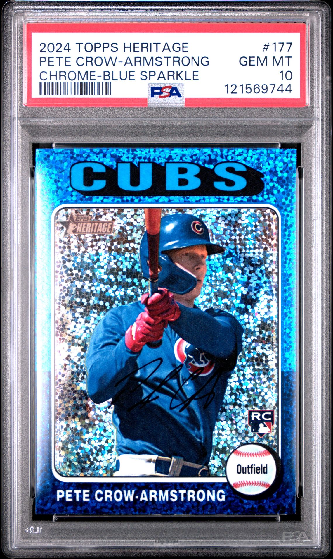 2024 Topps Heritage Pete Crow-Armstrong #177 (Chrome-Blue Sparkle) Gem Mt 10 front