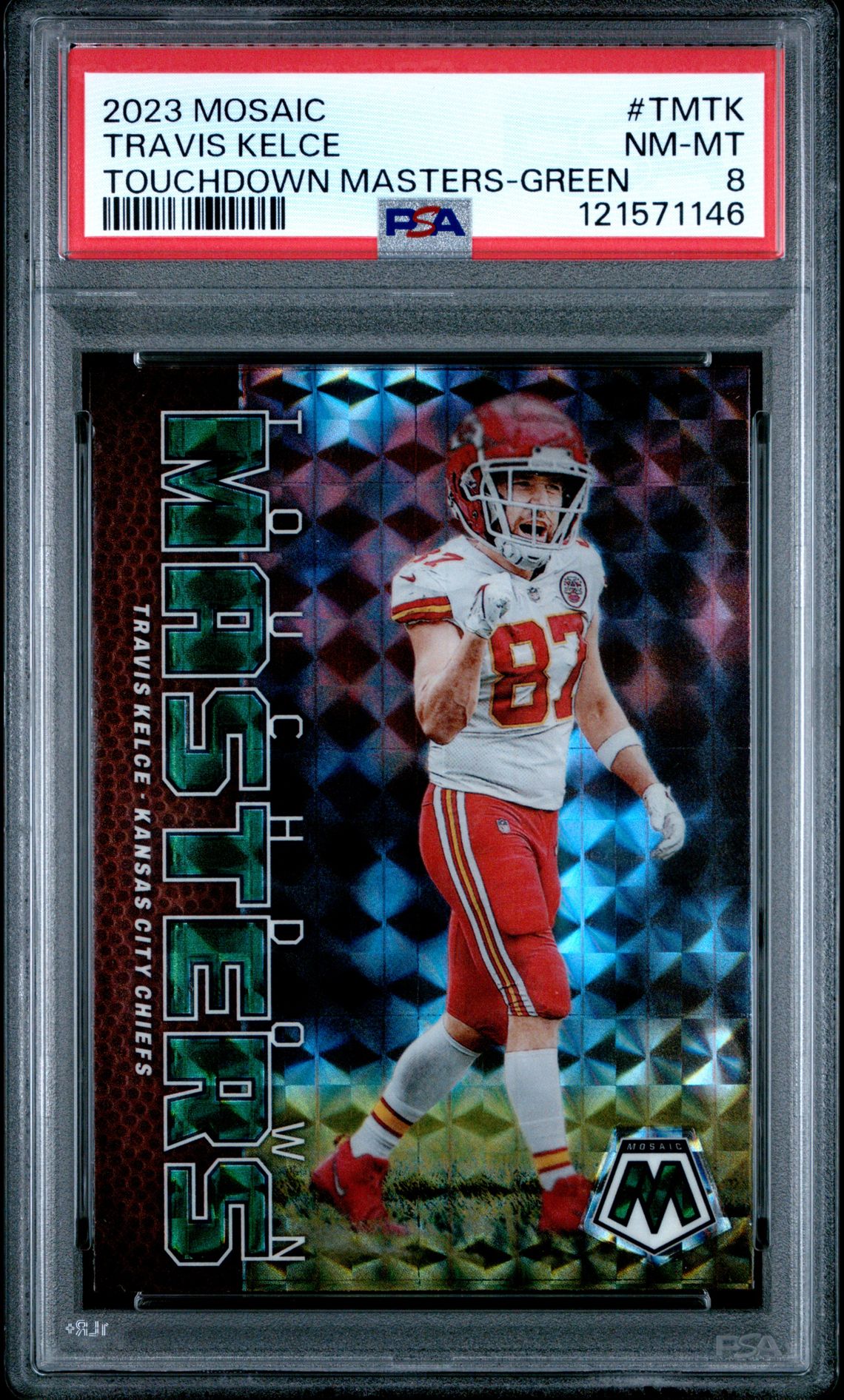 2023 Panini PANINI MOSAIC TOUCHDOWN MASTERS GREEN #TMTK Travis Kelce front