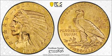 1915 $5 MS62