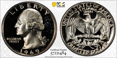 1969-S 25C PR68CAM