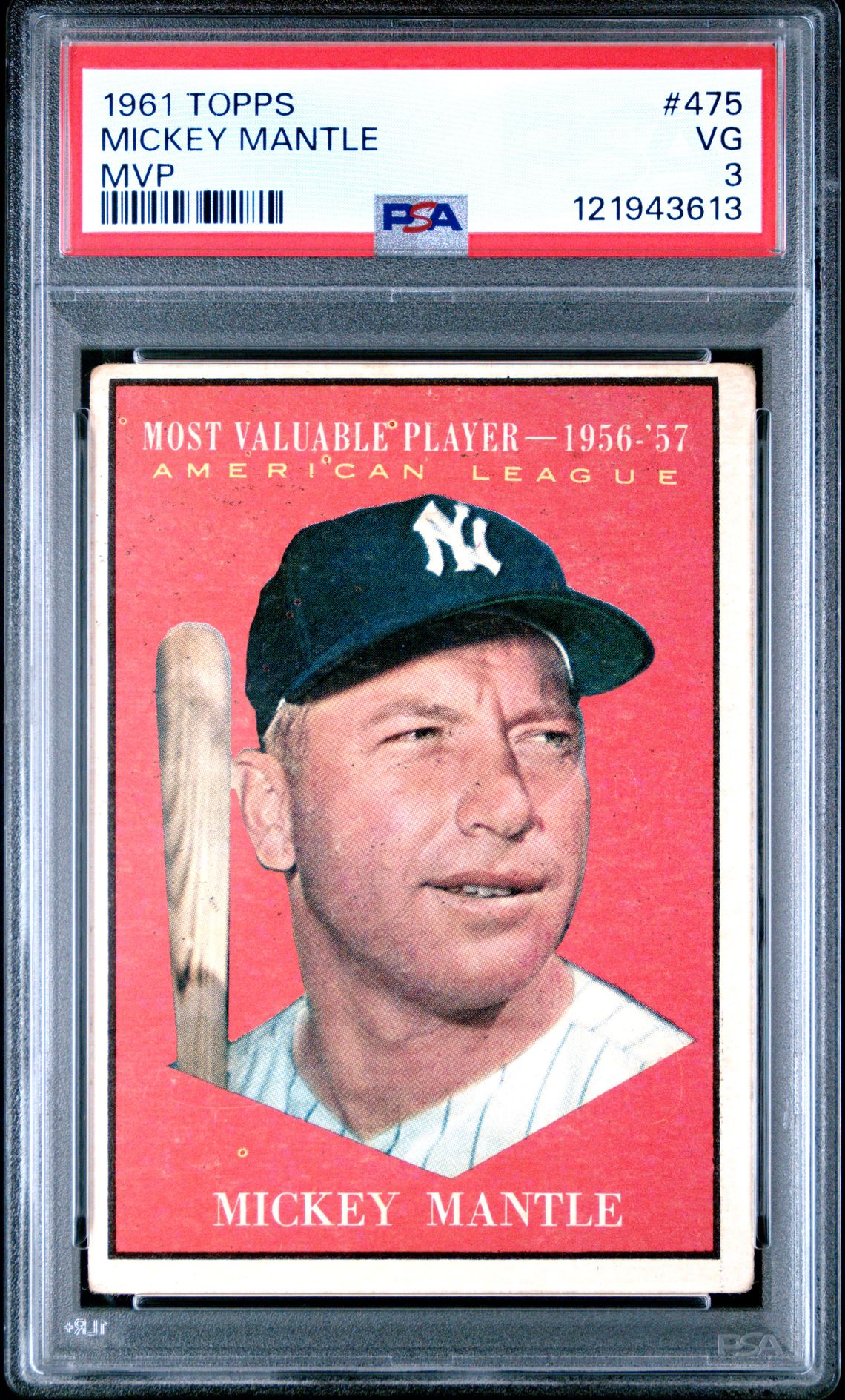 1961 Topps Mickey Mantle #475 (Mvp) Vg 3 front