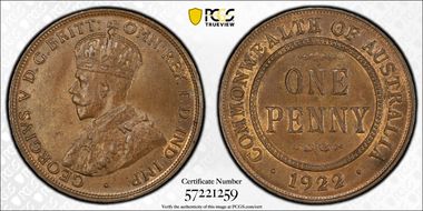 1922 1D English obverse MS63BN