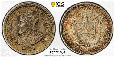 1904 2 1/2C KM-1  Ag MS63