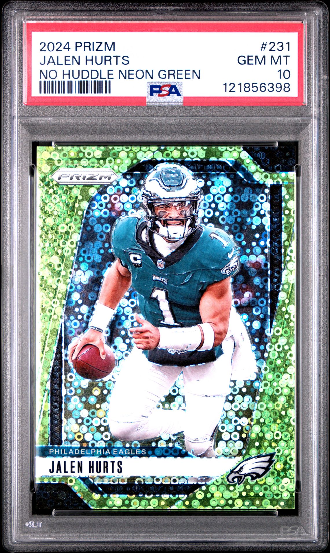 2024 Panini PANINI PRIZM NO HUDDLE NEON GREEN #231 Jalen Hurts front
