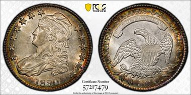 1830 50C Small 0 AU58