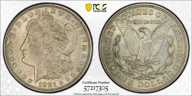 1921 $1 Morgan AU55