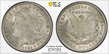 1921 $1 Morgan MS62