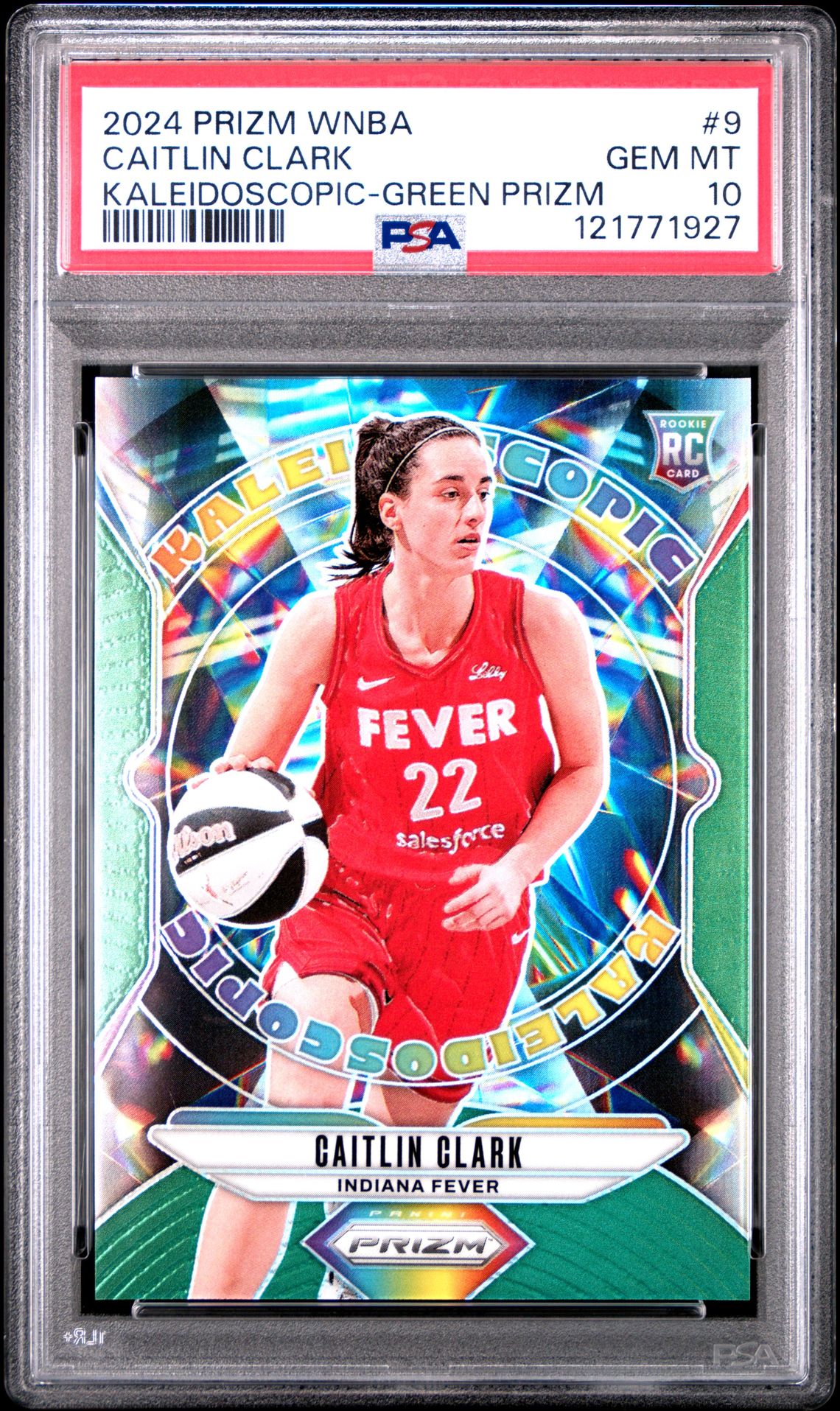 2024 Panini Prizm Wnba Kaleidoscopic Caitlin Clark #9 (Kaleidoscopic-Green Prizm) Gem Mt 10 front
