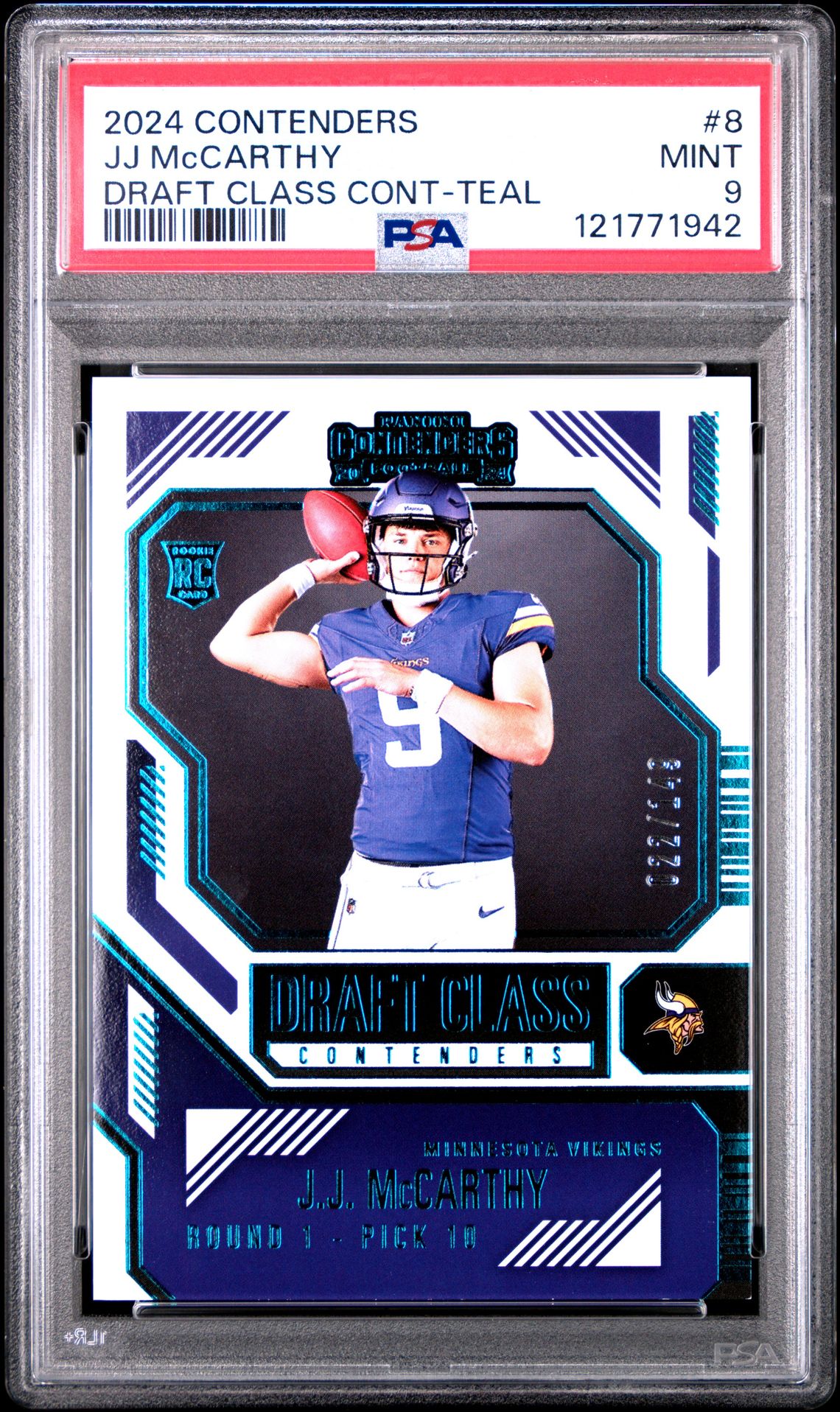 2024 Panini Contenders Draft Class Contenders Jj Mccarthy #8 (Draft Class Cont-Teal) Mint 9 front