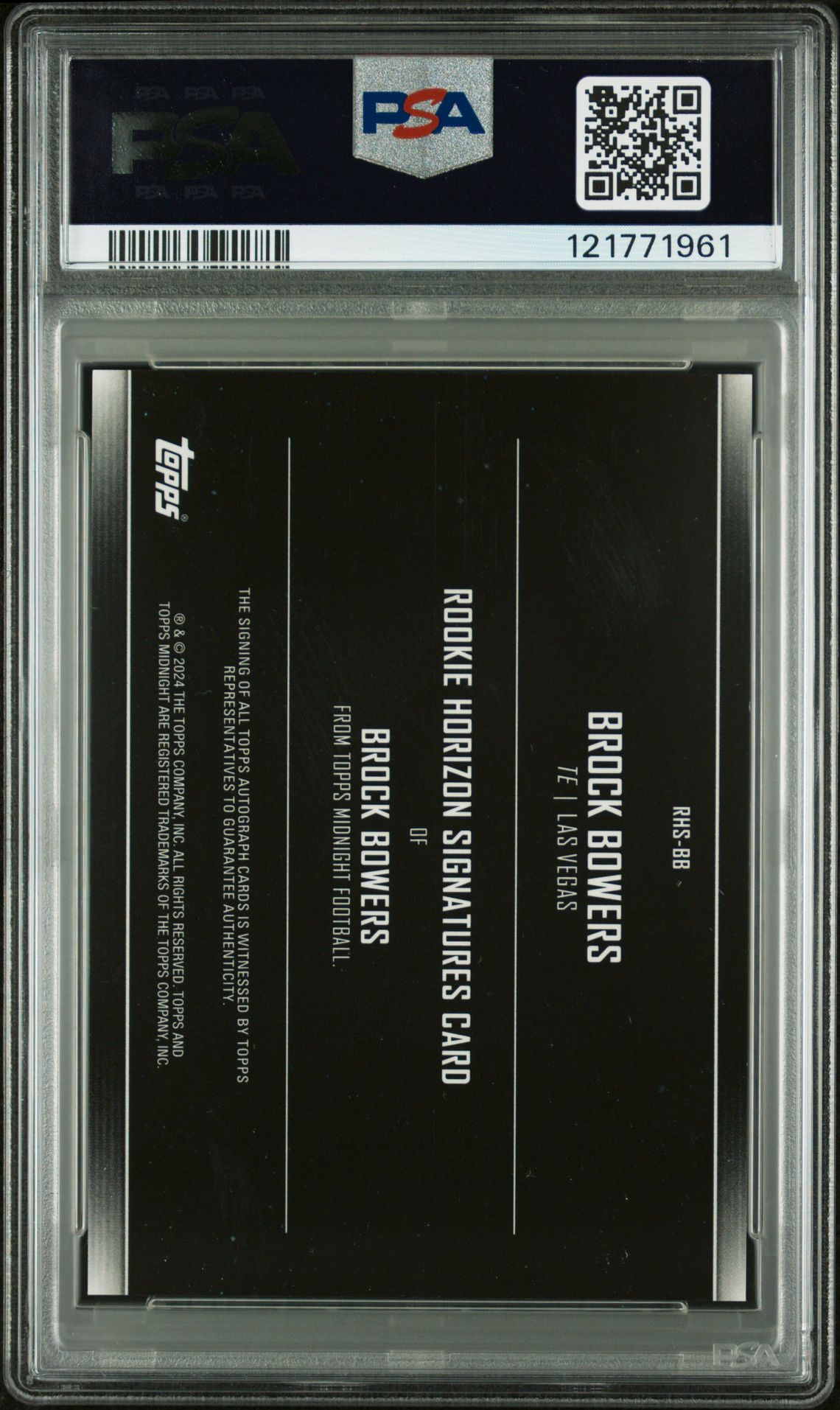 2024 Topps Midnight Rookie Horizon Signatures Brock Bowers #Rhsbb (Rk Hor Sig-Summer Solstice) Gem Mt 10 back