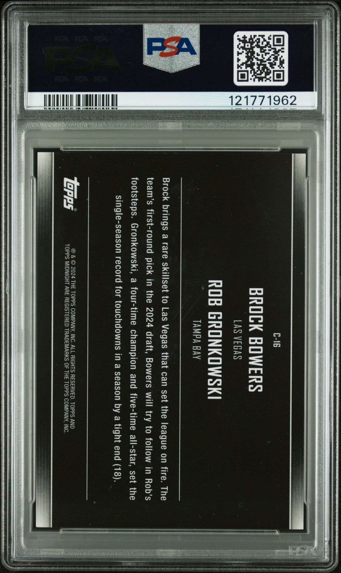 2024 Topps Midnight Constellations Gronkowski/Bowers #C16 (Constellations-Twilight) Gem Mt 10 back