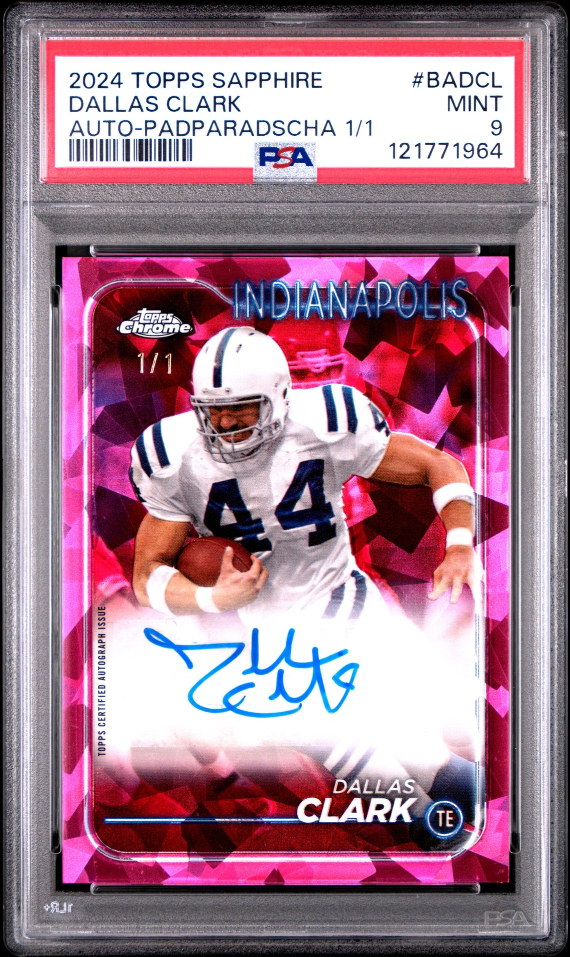 2024 Topps Chrome Sapphire Autographs Dallas Clark #Badcl (Auto-Padparadscha 1/1) Mint 9 front