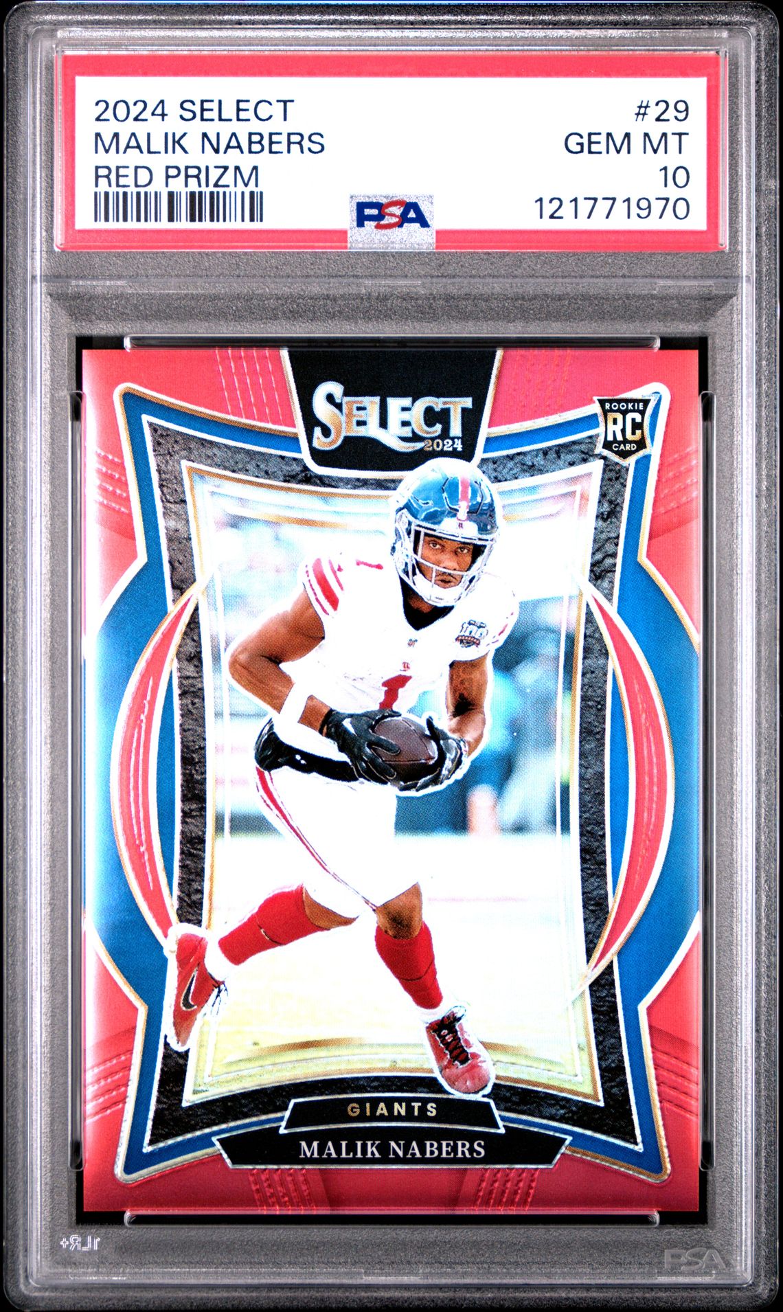 2024 Panini Select Malik Nabers #29 (Red Prizm) Gem Mt 10 front
