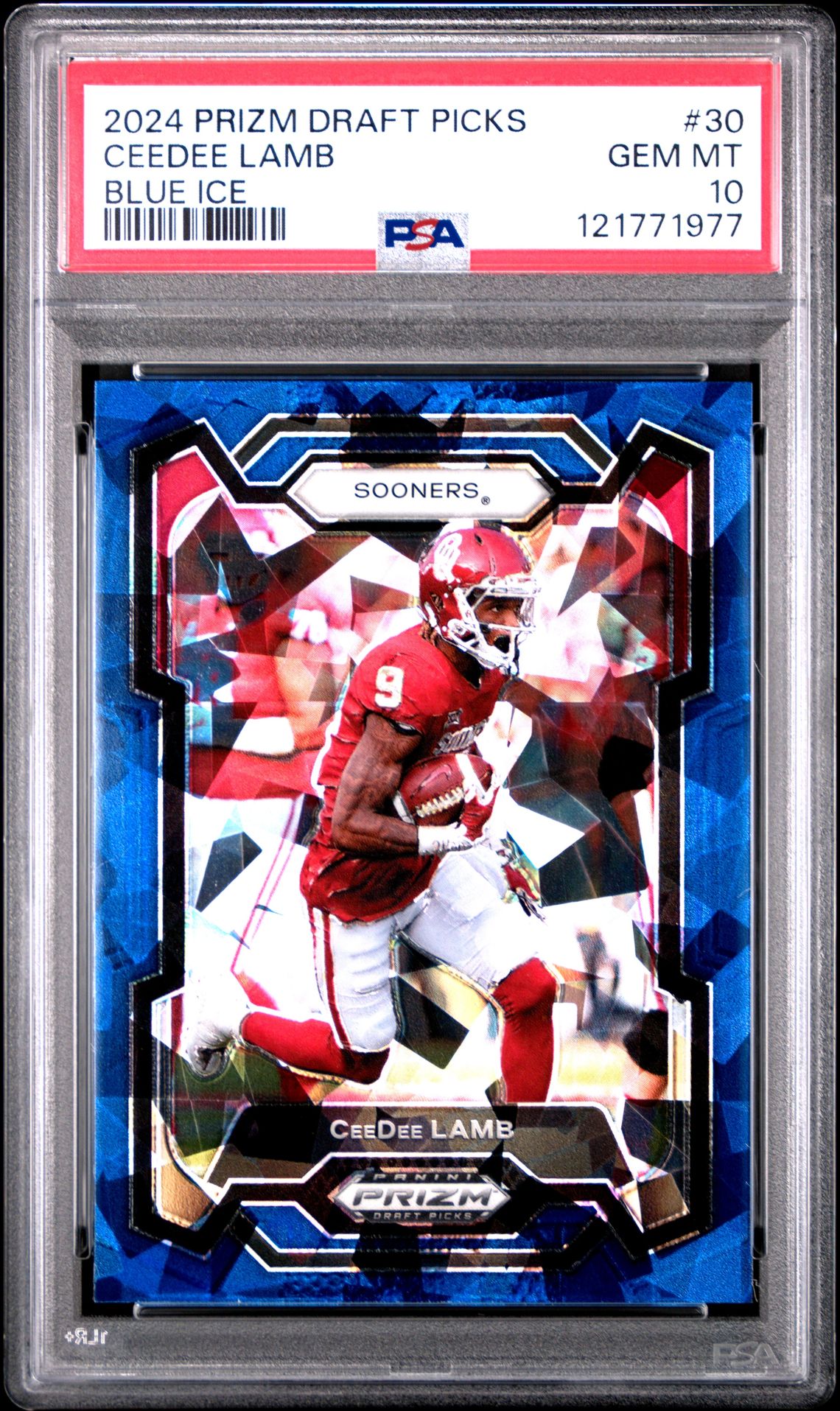 2024 Panini Prizm Draft Picks Ceedee Lamb #30 (Blue Ice) Gem Mt 10 front