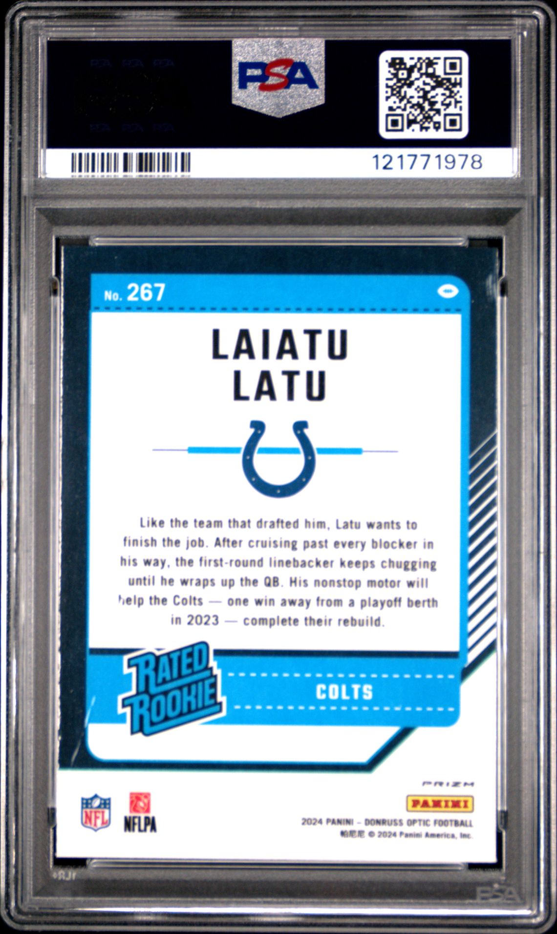 2024 Panini Donruss Optic Laiatu Latu #267 (Fire) Gem Mt 10 back