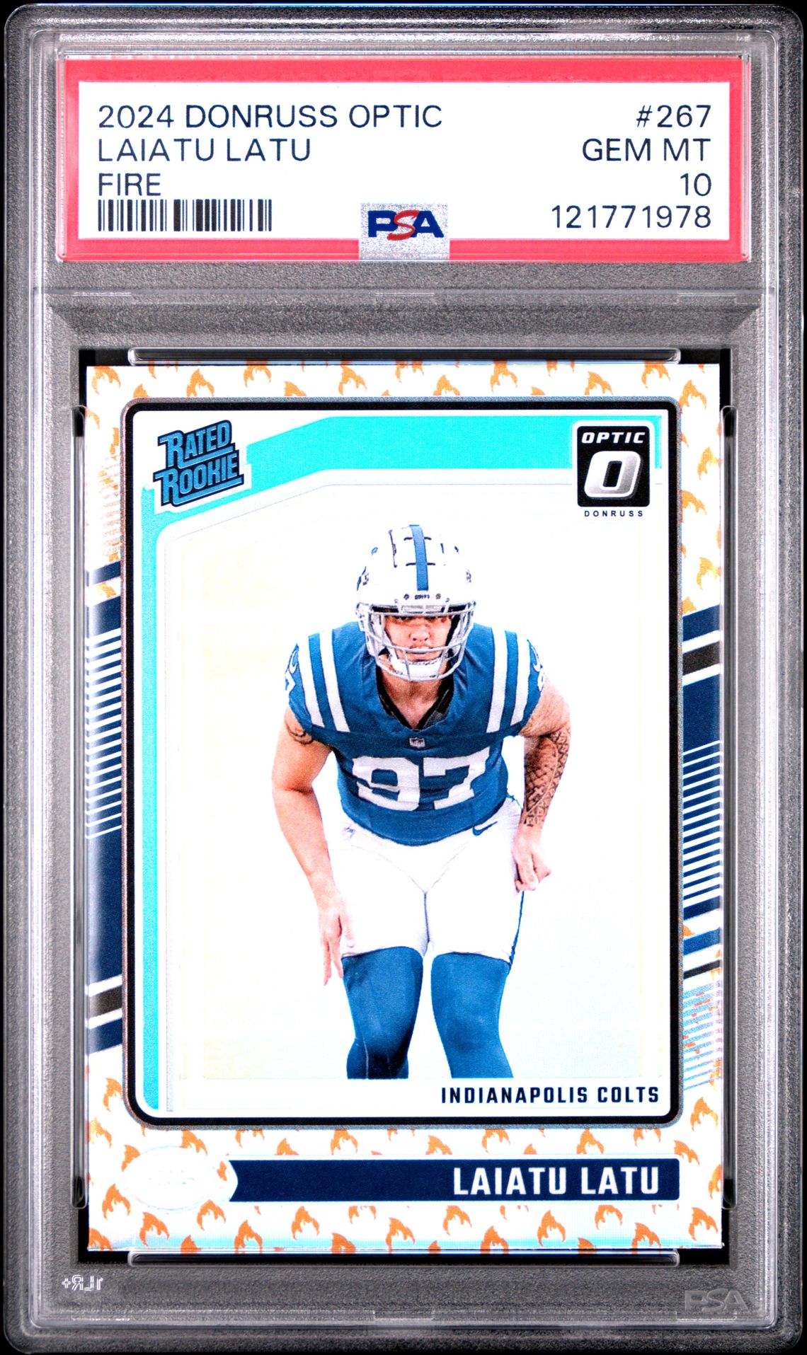 2024 Panini Donruss Optic Laiatu Latu #267 (Fire) Gem Mt 10 front