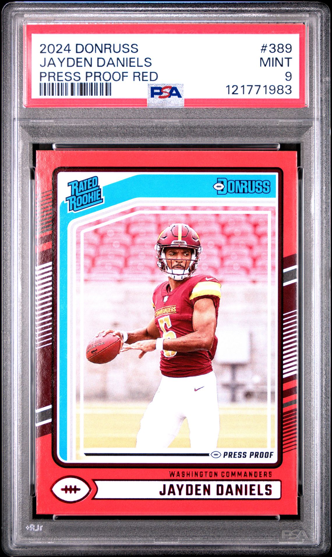 2024 Panini Donruss Jayden Daniels #389 (Press Proof Red) Mint 9 front