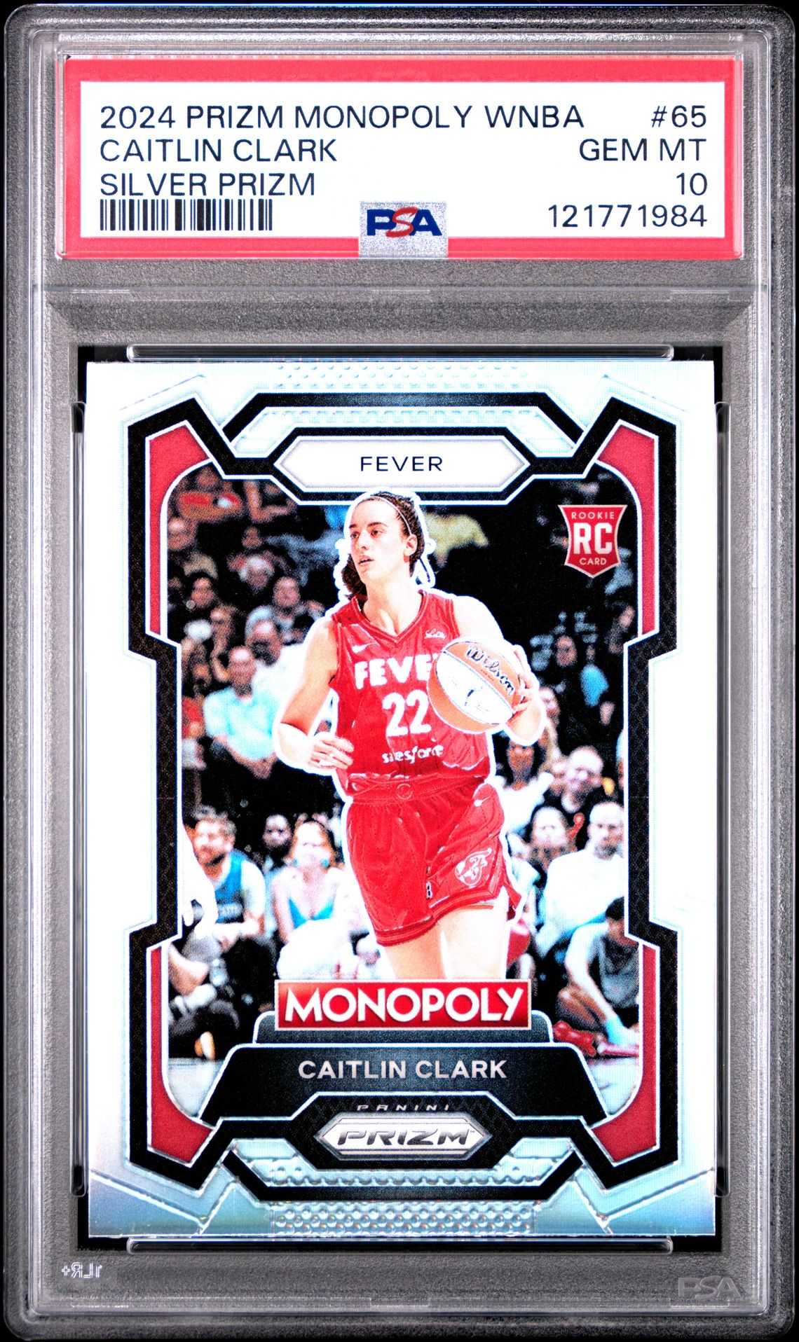 2024 Panini Prizm Monopoly Wnba Caitlin Clark #65 (Silver Prizm) Gem Mt 10 front