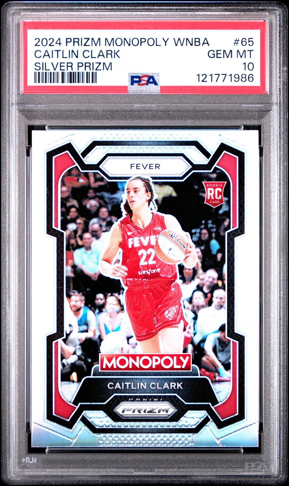 2024 Panini Prizm Monopoly Wnba Caitlin Clark #65 (Silver Prizm) Gem Mt 10 front