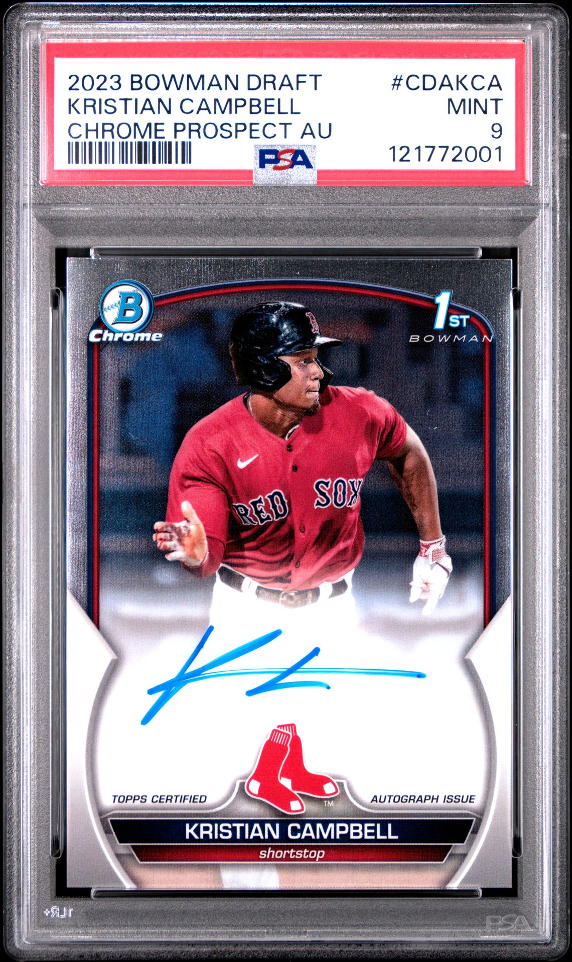 2023 Bowman Draft Chrome Prospect Autograph Kristian Campbell #Cdakca (Chrome Prospect Au) Mint 9 front