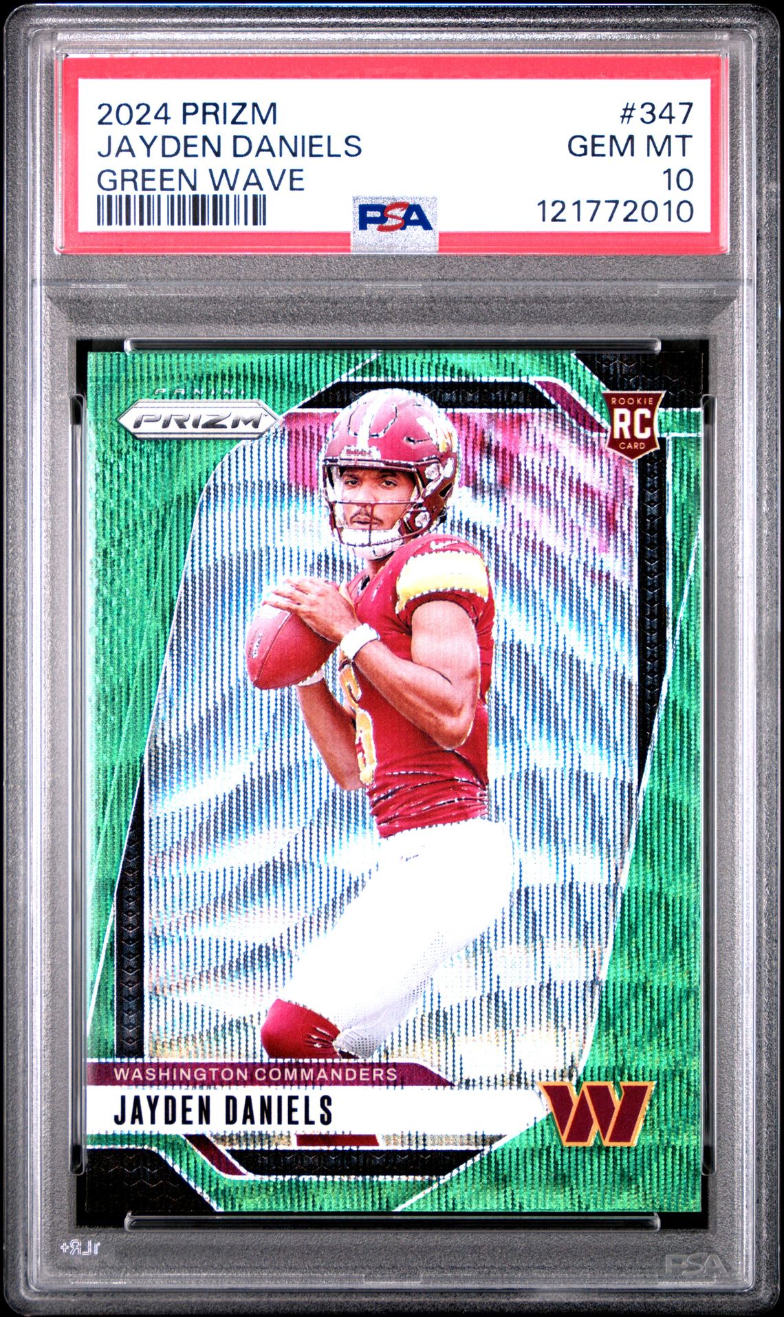 2024 Panini Prizm Jayden Daniels #347 (Green Wave) Gem Mt 10 front