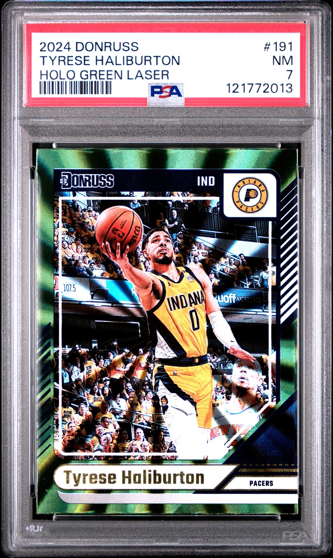 2024 Panini Donruss Tyrese Haliburton #191 (Holo Green Laser) Nm 7 front