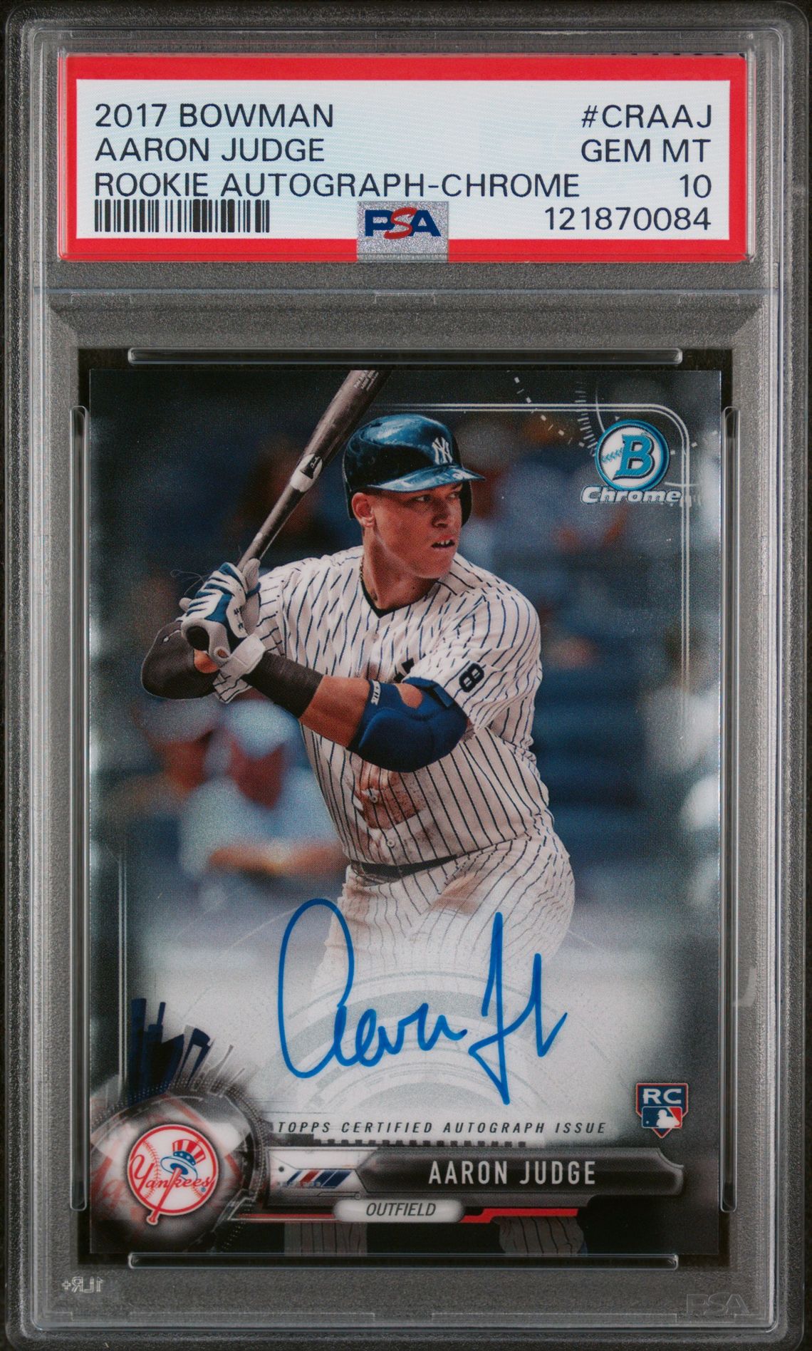 2017 Bowman BOWMAN ROOKIE AUTOGRAPHS CHROME #CRAAJ Aaron Judge front