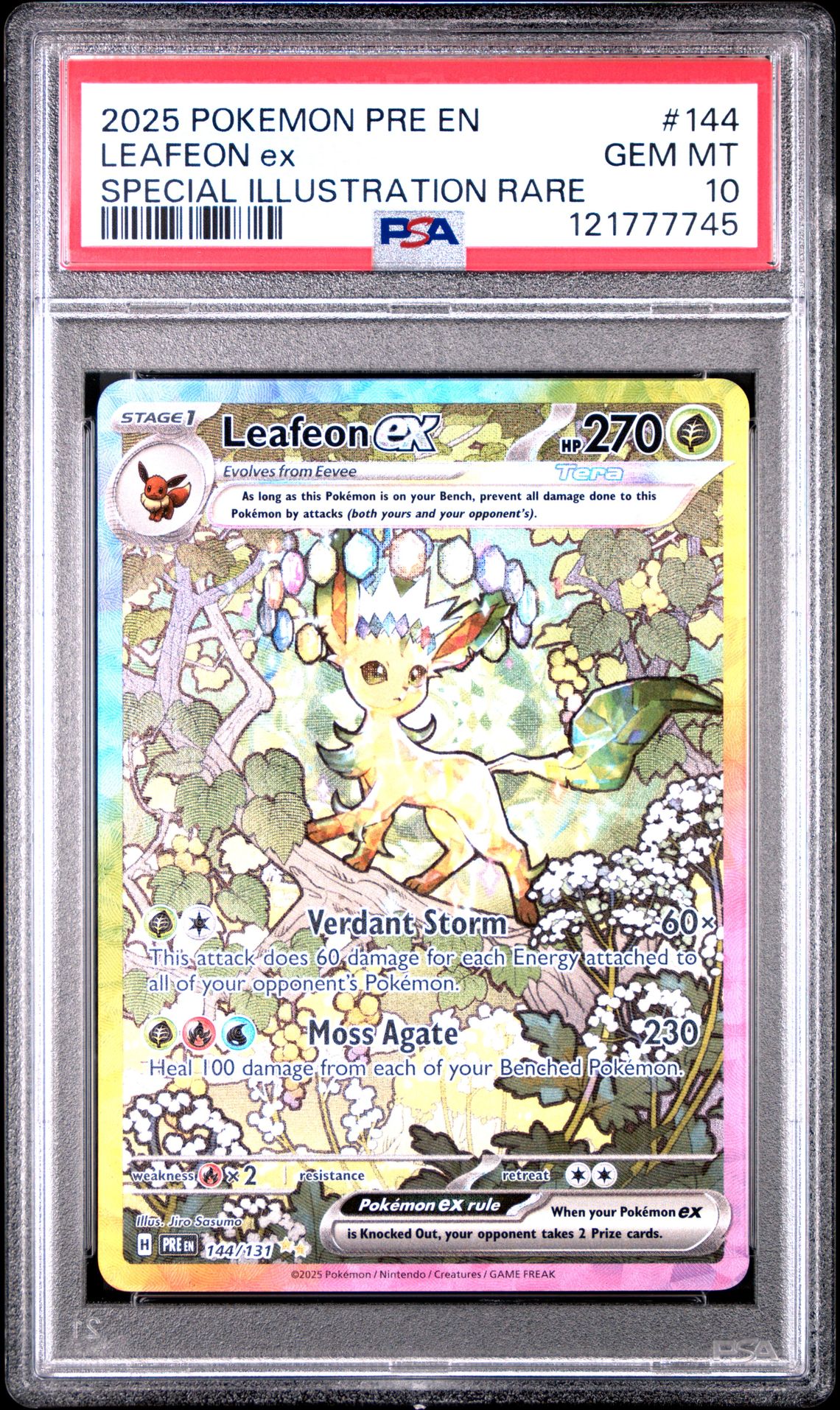 2025 Pokemon Pre En-Prismatic Evolutions Leafeon Ex #144 (Special Illustration Rare) Gem Mt 10 front