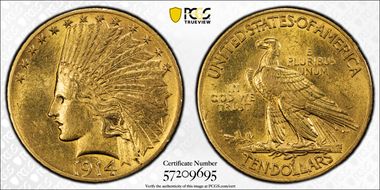 1914 $10 AU58